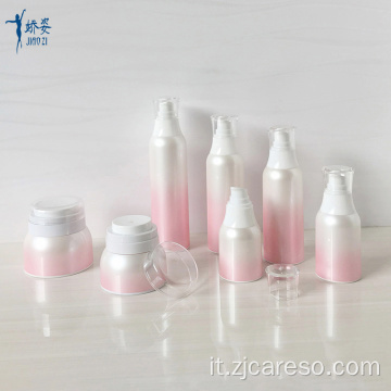 Bottiglie e vasetti airless rosa per uso cosmetico